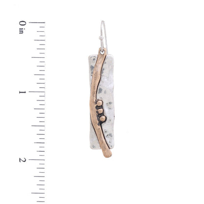 Two Tone Rectangle Dangle Earrings