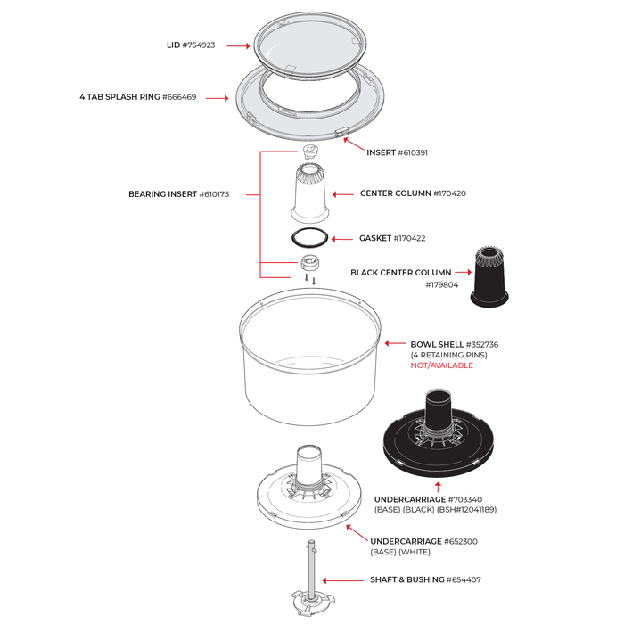 Technical illustration of the Bosch universal plus stainless steel bowl