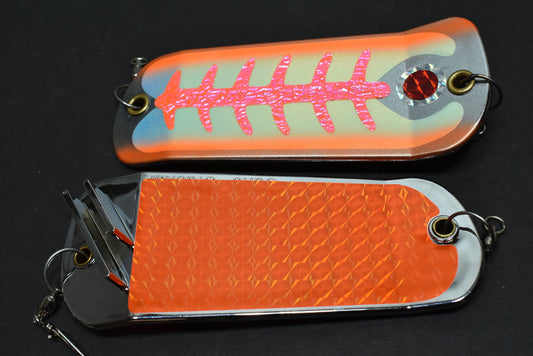 UV Glow Orange Clown  - 5 1/2" Coho Crusher Flasher