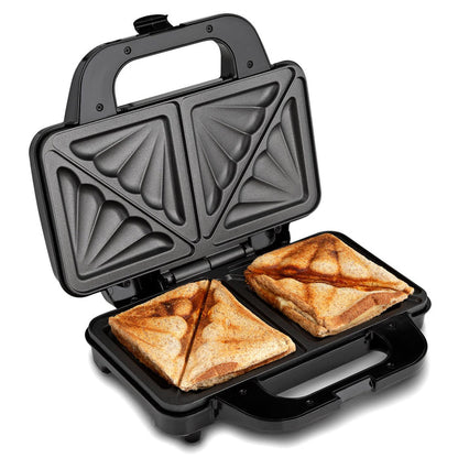 Triangular sandwich maker with two sandwiches inside on a white background  - Buy Now Deep Fill Sandwich Toaster