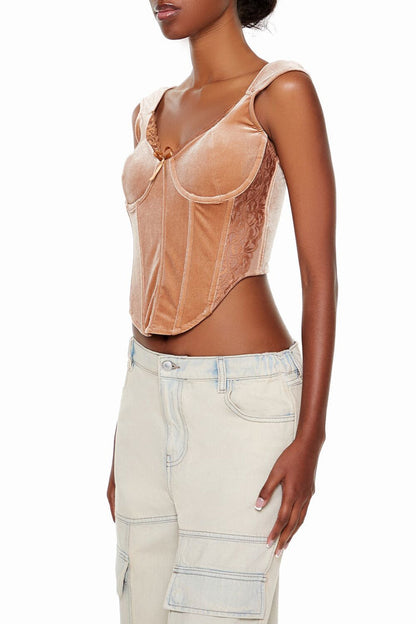 Velvet Bow Bustier Crop Top