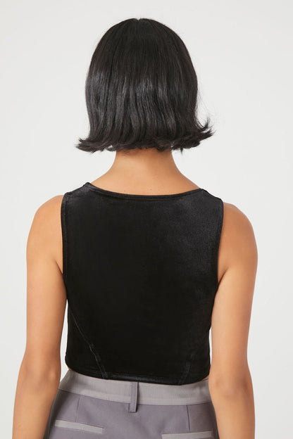 Velvet Bustier Cropped Tank Top