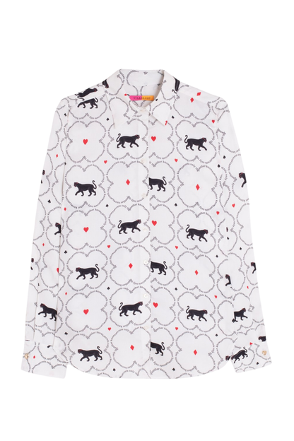 Shop the Vilagallo White Cat Print Shirt at Dotique. Crafted from 100% cotton with a playful cat print, classic shirt styling and an easy-to-wear regular fit.