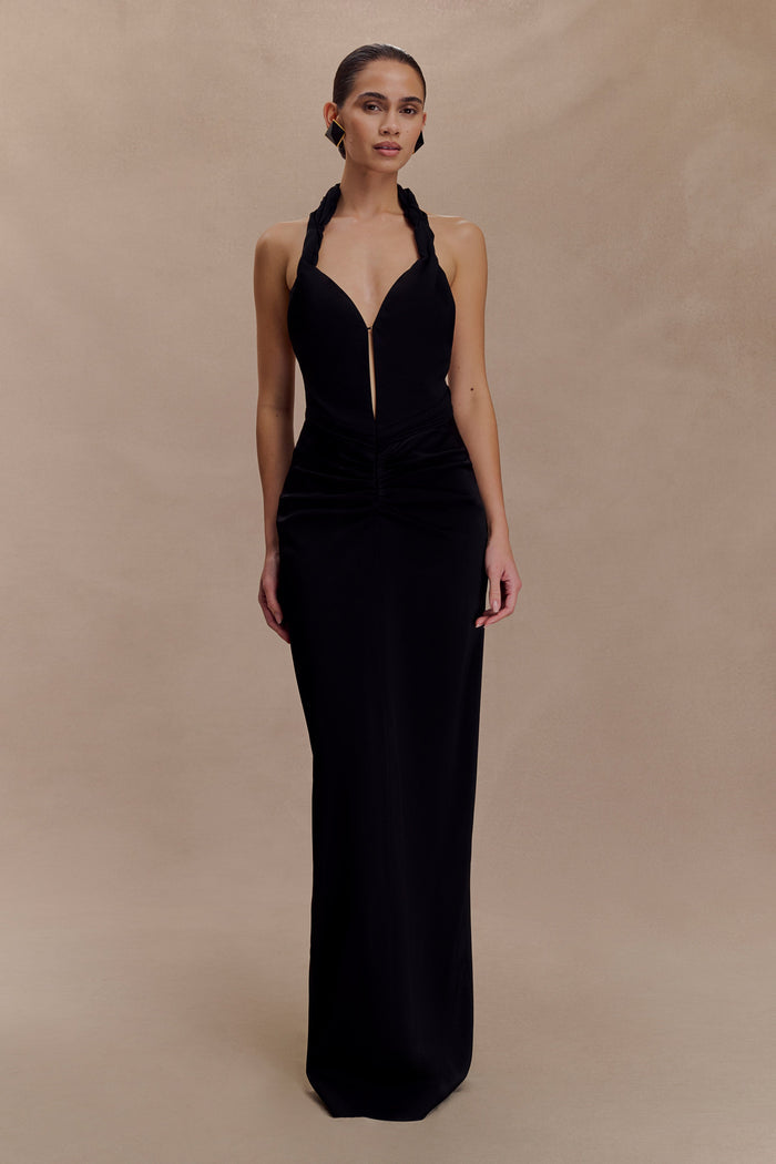 Vivianne Low Neck Maxi Dress - Black
