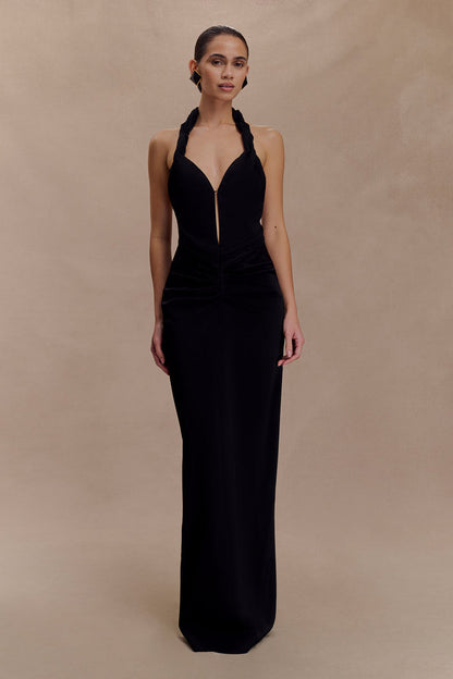 Vivianne Low Neck Maxi Dress - Black