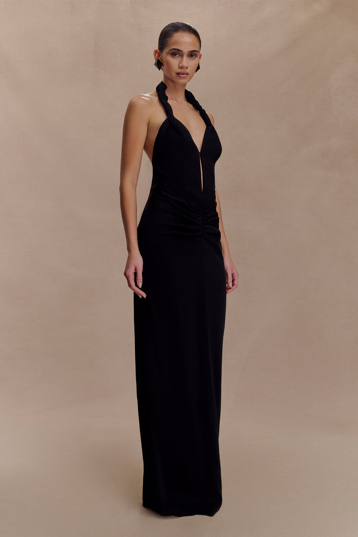 Vivianne Low Neck Maxi Dress - Black