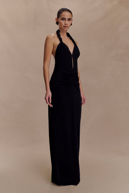 Vivianne Low Neck Maxi Dress - Black