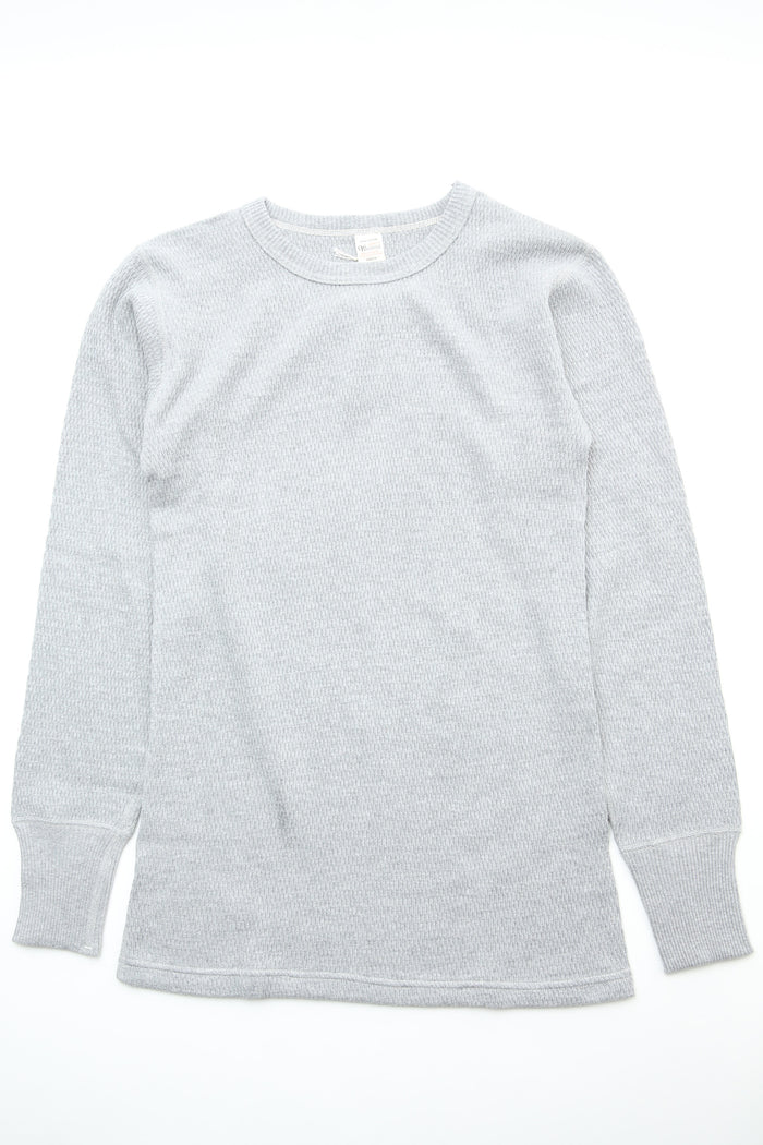 Warehouse & Co. Lot 5903 4-Needle Crew Neck Waffle Long Sleeve Tee - Heather Grey