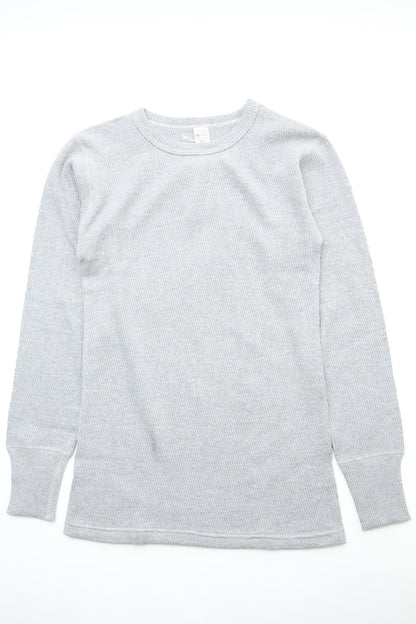 Warehouse & Co. Lot 5903 4-Needle Crew Neck Waffle Long Sleeve Tee - Heather Grey