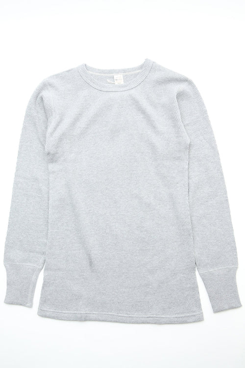 Warehouse & Co. Lot 5903 4-Needle Crew Neck Waffle Long Sleeve Tee - Heather Grey