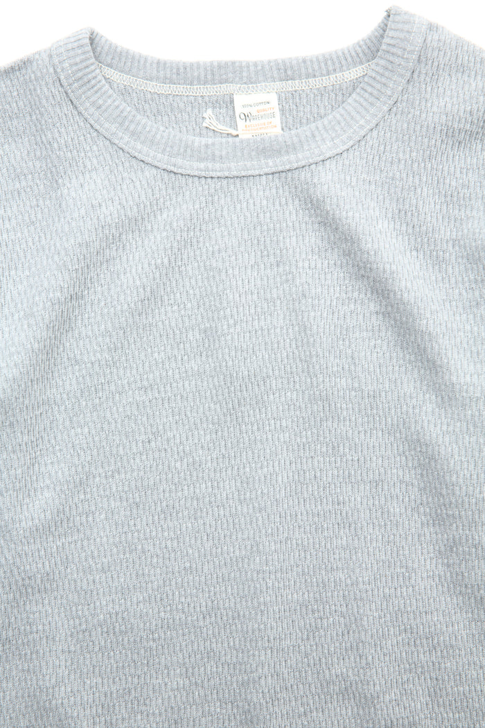 Warehouse & Co. Lot 5903 4-Needle Crew Neck Waffle Long Sleeve Tee - Heather Grey