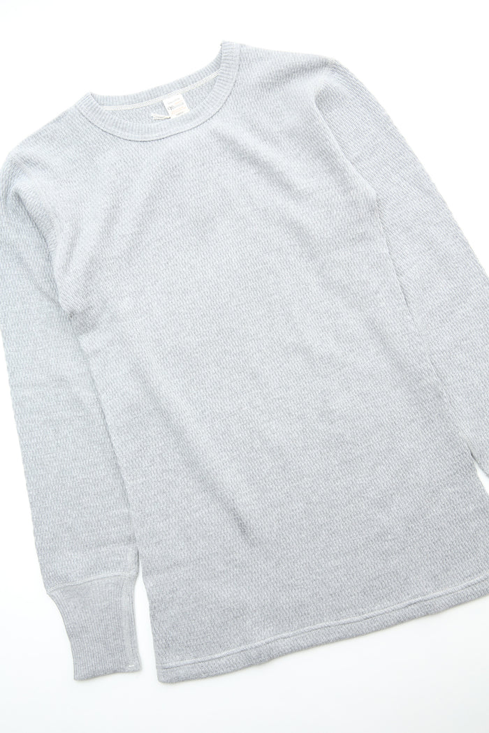 Warehouse & Co. Lot 5903 4-Needle Crew Neck Waffle Long Sleeve Tee - Heather Grey