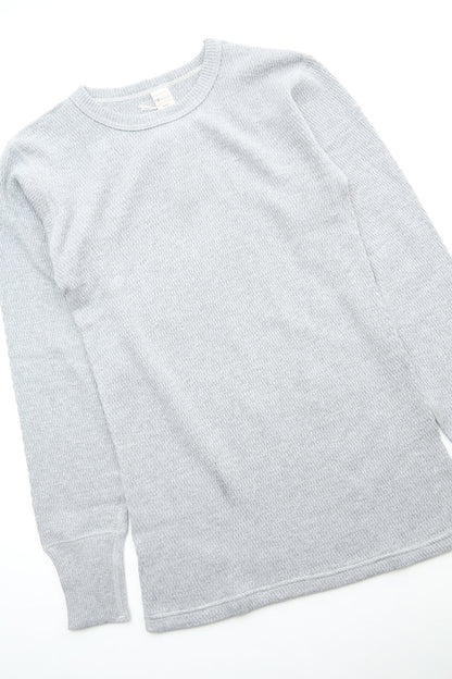 Warehouse & Co. Lot 5903 4-Needle Crew Neck Waffle Long Sleeve Tee - Heather Grey