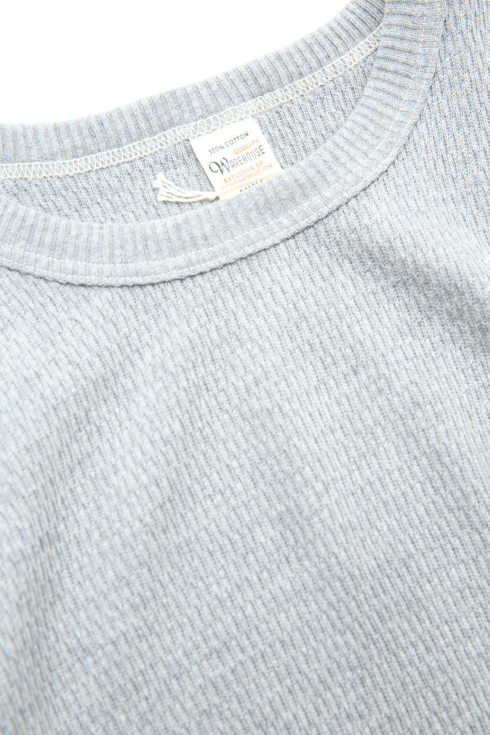 Warehouse & Co. Lot 5903 4-Needle Crew Neck Waffle Long Sleeve Tee - Heather Grey