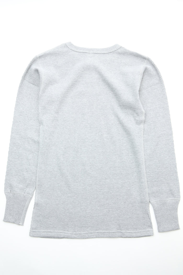 Warehouse & Co. Lot 5903 4-Needle Crew Neck Waffle Long Sleeve Tee - Heather Grey