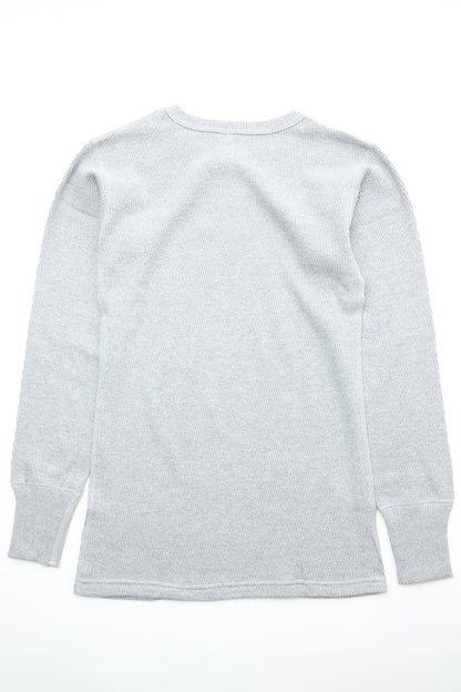 Warehouse & Co. Lot 5903 4-Needle Crew Neck Waffle Long Sleeve Tee - Heather Grey