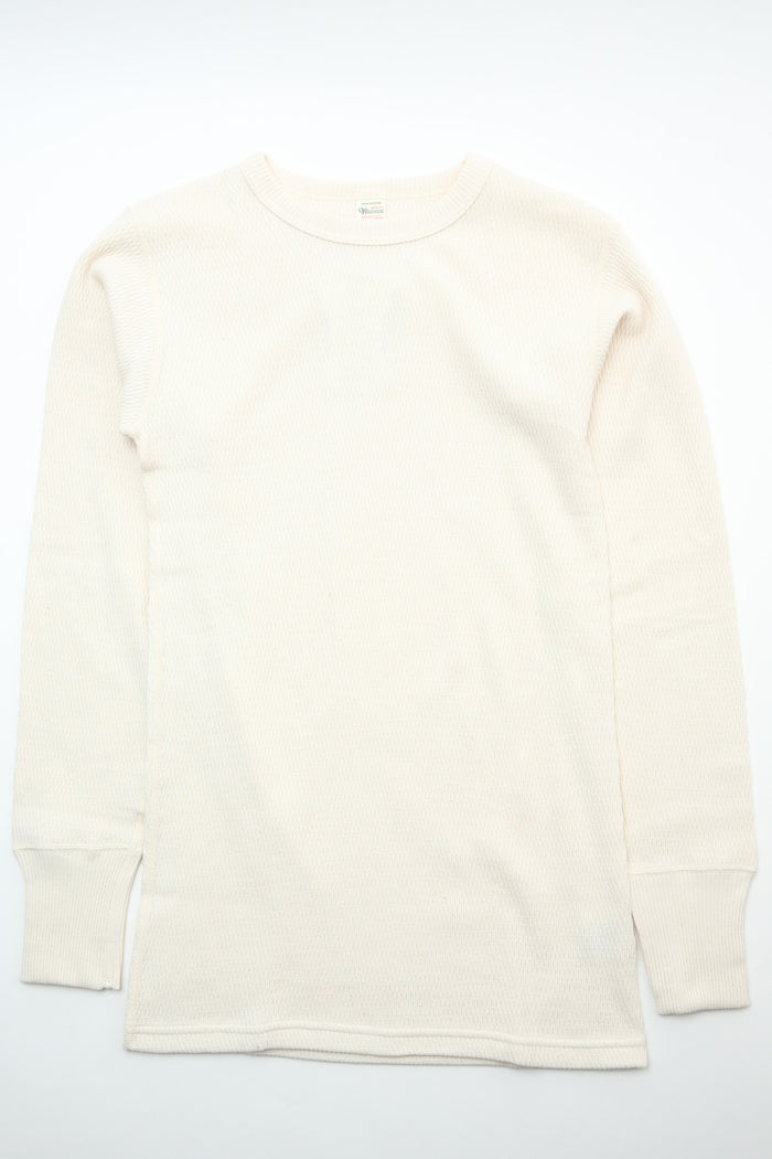 Warehouse & Co. Lot 5903 4-Needle Crew Neck Waffle Long Sleeve Tee - Natural