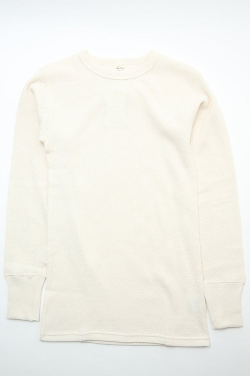 Warehouse & Co. Lot 5903 4-Needle Crew Neck Waffle Long Sleeve Tee - Natural