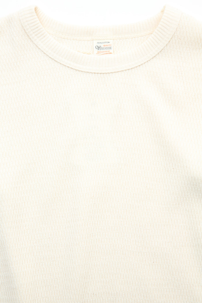 Warehouse & Co. Lot 5903 4-Needle Crew Neck Waffle Long Sleeve Tee - Natural