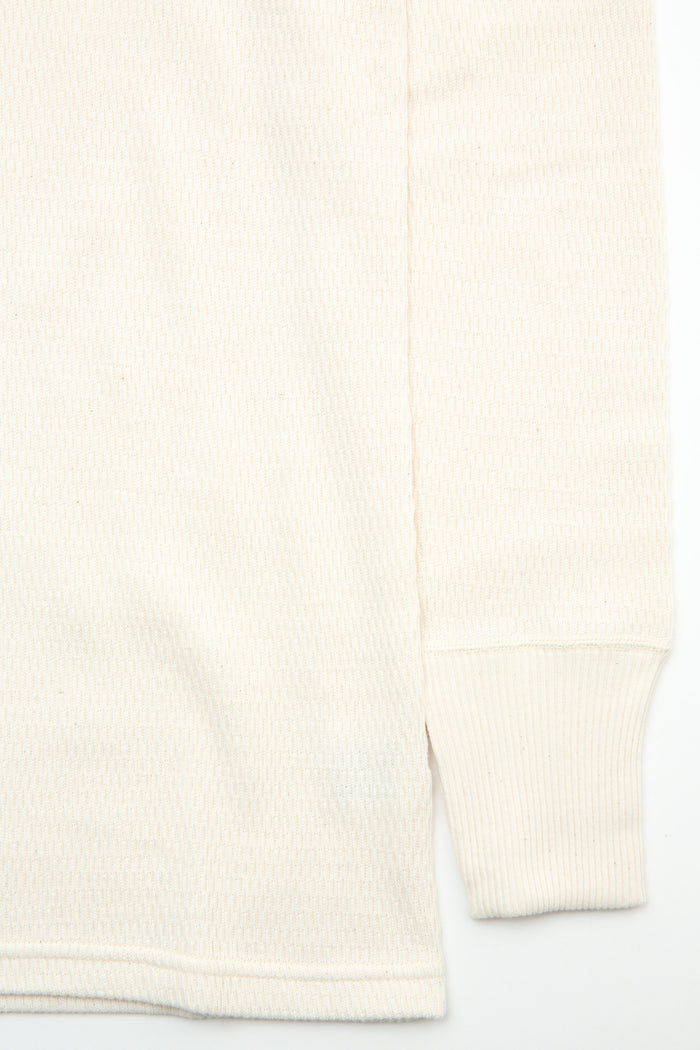 Warehouse & Co. Lot 5903 4-Needle Crew Neck Waffle Long Sleeve Tee - Natural