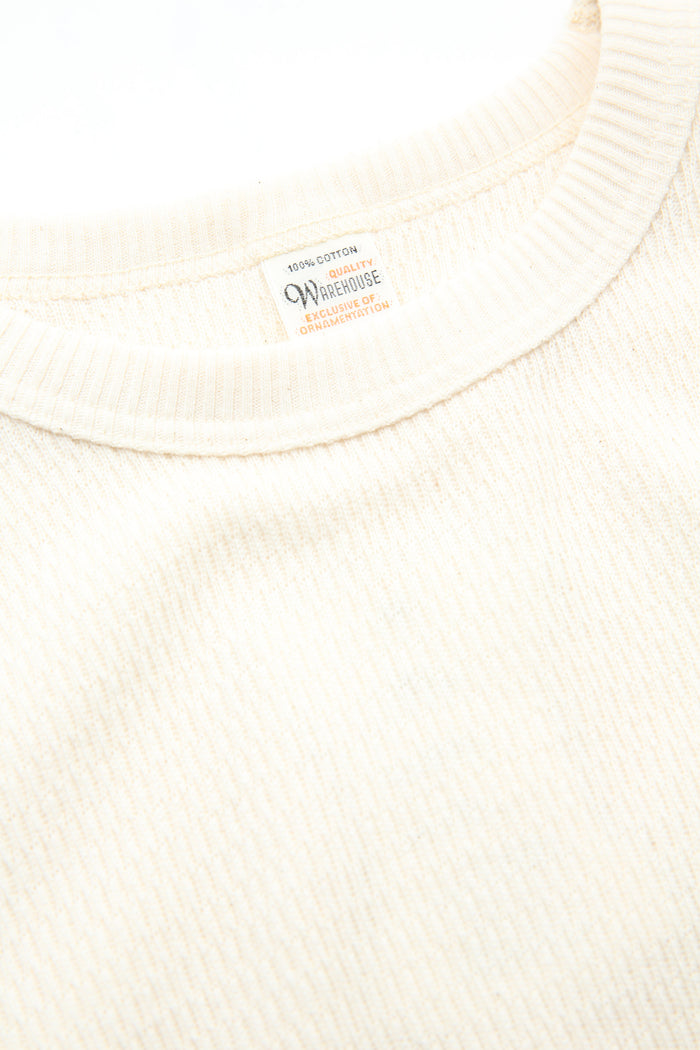 Warehouse & Co. Lot 5903 4-Needle Crew Neck Waffle Long Sleeve Tee - Natural