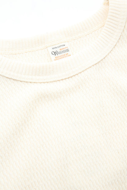 Warehouse & Co. Lot 5903 4-Needle Crew Neck Waffle Long Sleeve Tee - Natural