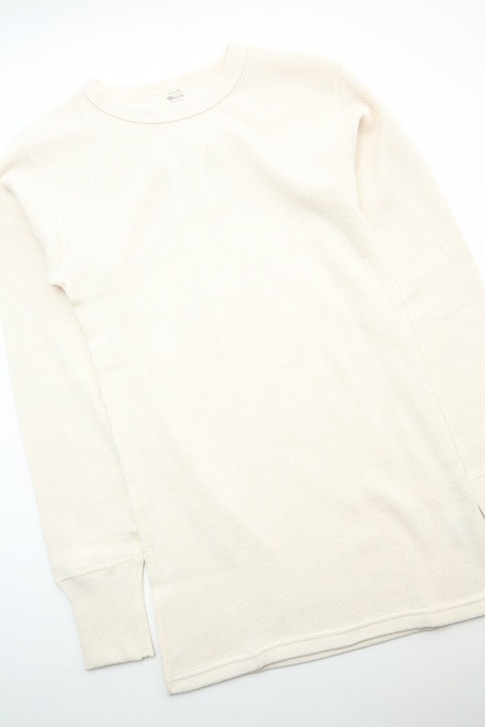 Warehouse & Co. Lot 5903 4-Needle Crew Neck Waffle Long Sleeve Tee - Natural