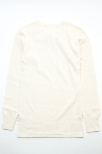 Warehouse & Co. Lot 5903 4-Needle Crew Neck Waffle Long Sleeve Tee - Natural