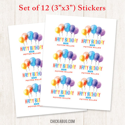 Watercolor Balloons Gift Labels