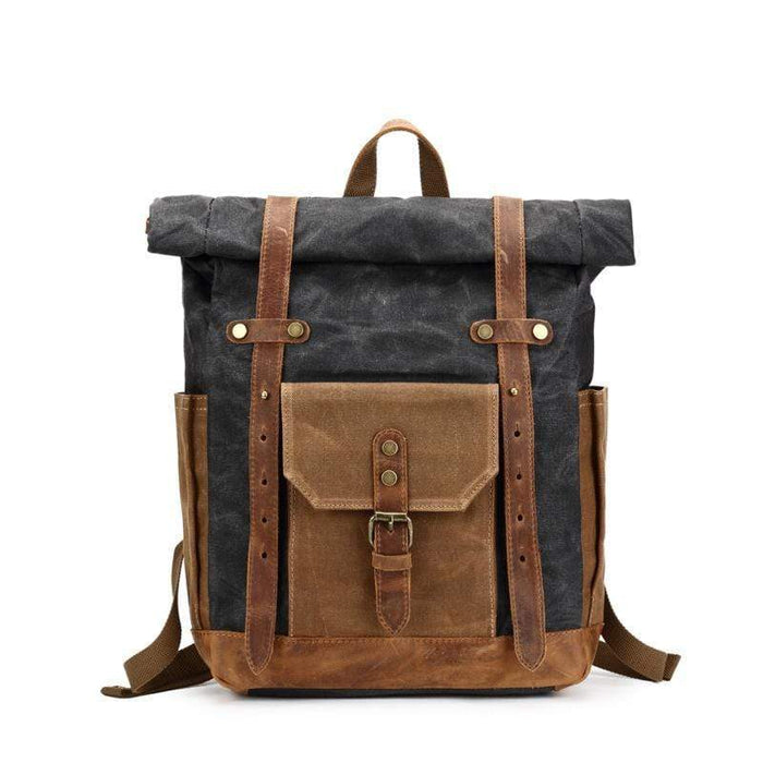 Black Custom Waxed Canvas & Leather Rucksack - Corporate Gifts