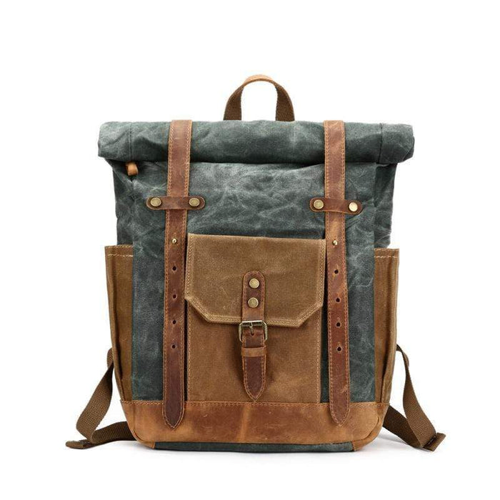Teal Custom Waxed Canvas & Leather Rucksack - Corporate Gifts