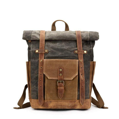 Army Green Custom Waxed Canvas & Leather Rucksack - Corporate Gifts