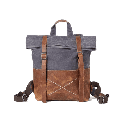 Grey Custom Waxed Canvas Strap Backpack - Corporate Gifts