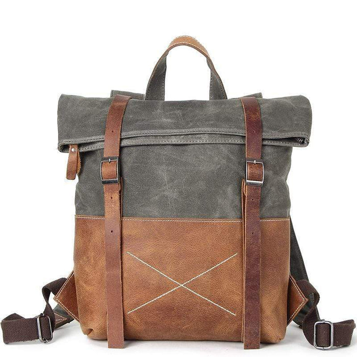 Army Green Custom Waxed Canvas Strap Backpack - Corporate Gifts