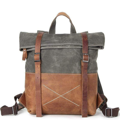 Army Green Custom Waxed Canvas Strap Backpack - Corporate Gifts