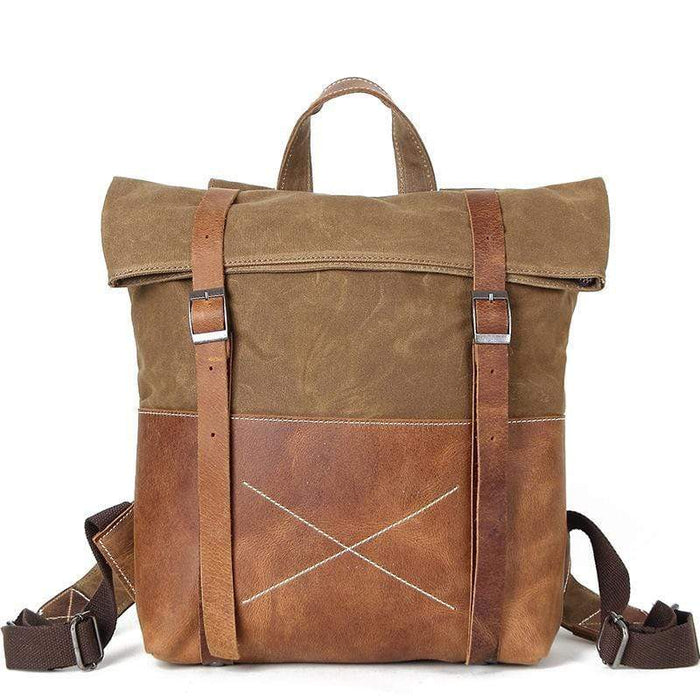 Coffee Custom Waxed Canvas Strap Backpack - Corporate Gifts