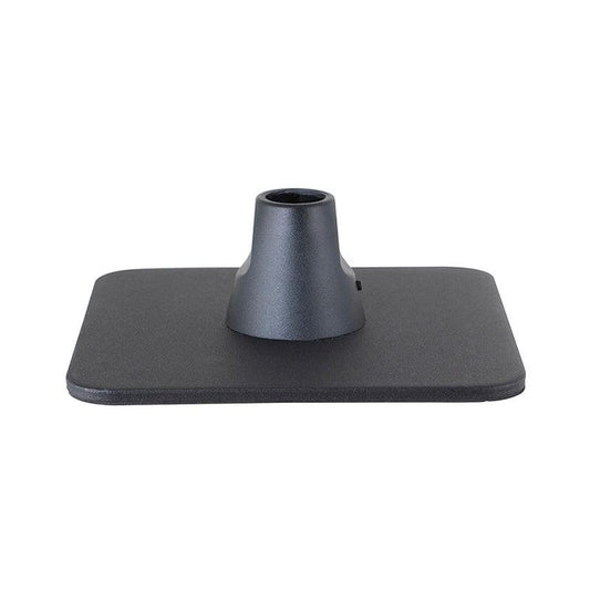 A black, rectangular Weighted Base for Remarkable Creator Pro with a central cylindrical holder, designed to securely support or mount compatible stands, is displayed on a plain white background.