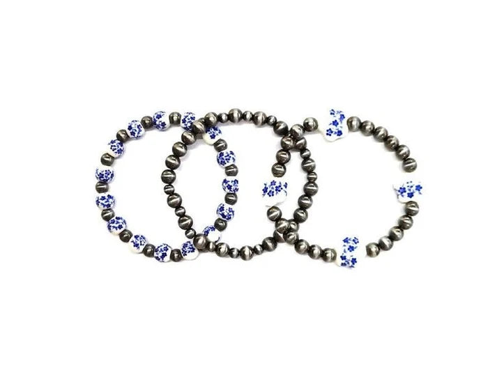 Western Ceramic Beaded Stretch Bracelet Set