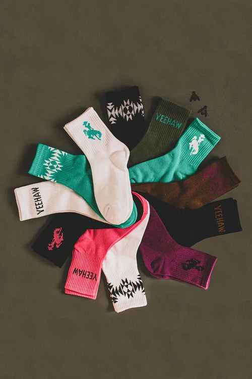 Western Crew Socks - 3 Pair PackPinkOS