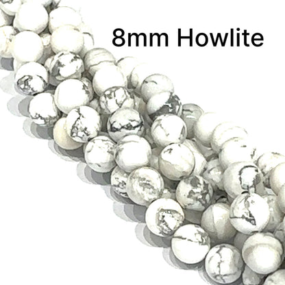White Howlite Gemstone Strands, Jewelry supplies