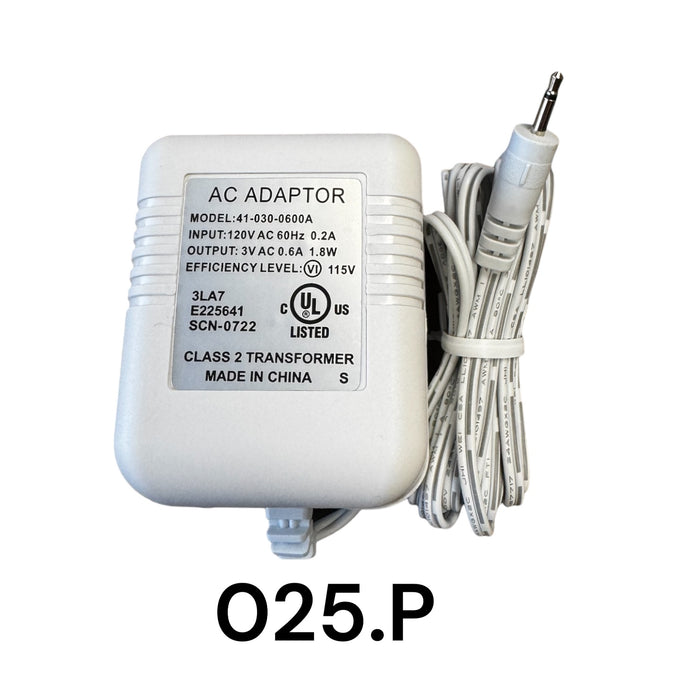 White Replacement Adapter 3V AC 600mA with Male Jack