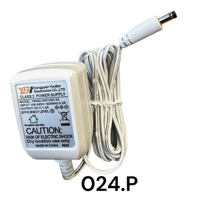 White Replacement Adapter 3V DC 1200mA with Male Barrel Jack