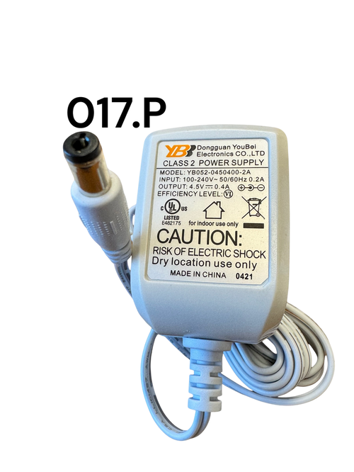 White Replacement Adapter 4.5V DC 400mA with Male Barrel Jack