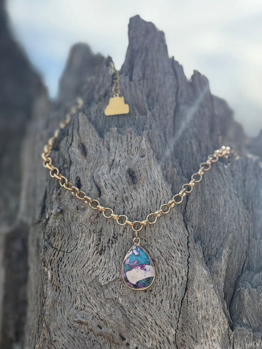 Wild Violet Mosaic Teardrop Necklace