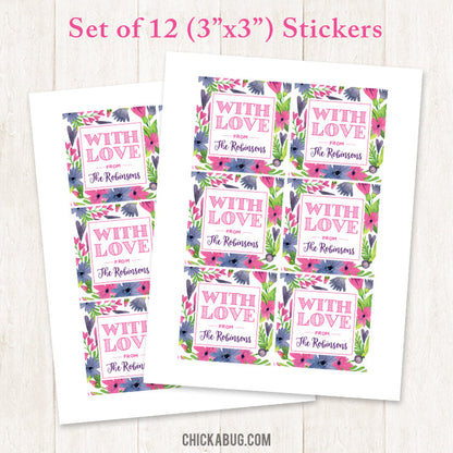 "With Love" Floral Gift Labels