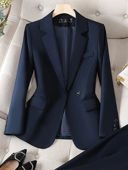 Elegant blazer jacket notched collar women uk-ftf