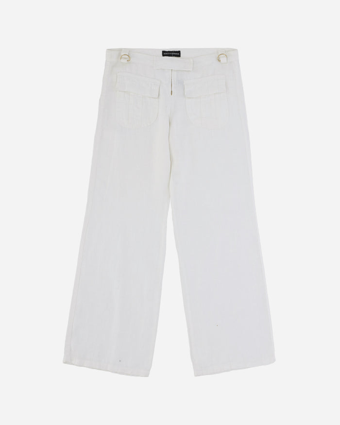 Pezze Vintage Wmns Dolce & Gabbana White Flared Trousers White Pants Flare 0672430 1