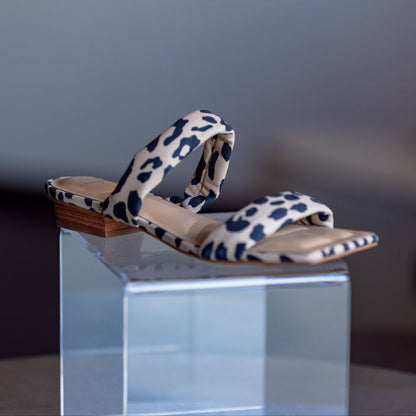 Women's Leopard Print Flat Slide Sandal — Tan & Black Slip-On Slide Whitley