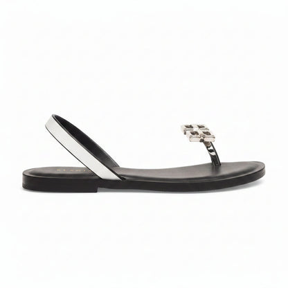 Women's Two-Tone Dress Shoe — Black Silver & Gold Bone Heeled Shoe Demi