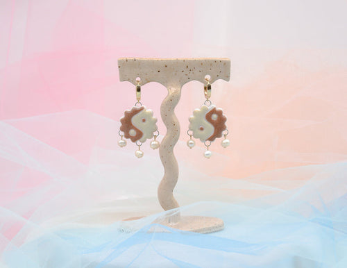 Yin Yang and Pearls Earrings - Juice Ceramics